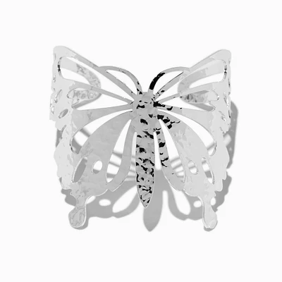 Silver-tone Butterfly Statement Cuff Bracelet