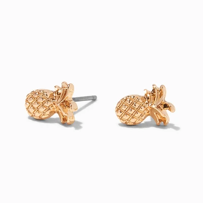 Gold-tone Pineapple Stud Earrings