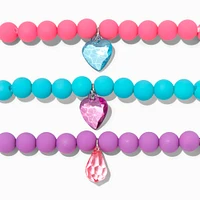 Claire's Club Matte Jewel Tone Beaded Stretch Bracelets - 3 Pack