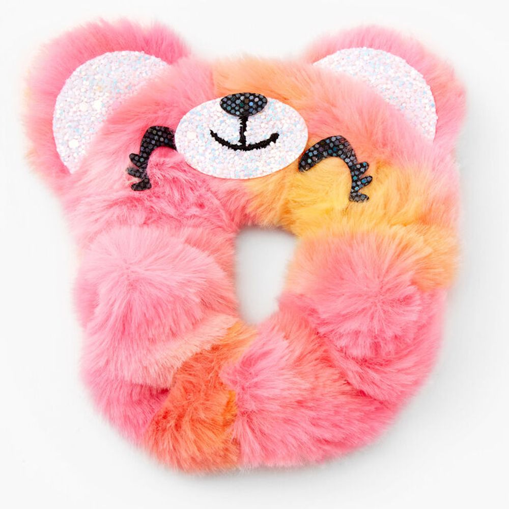 Medium Faux Fur Rainbow Teddy Hair Scrunchie