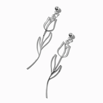 Silver-tone Tulip Drop Earrings