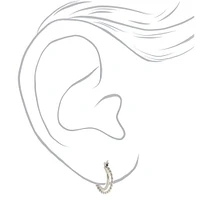 Silver-tone 15MM Braided Double Hoop Earrings