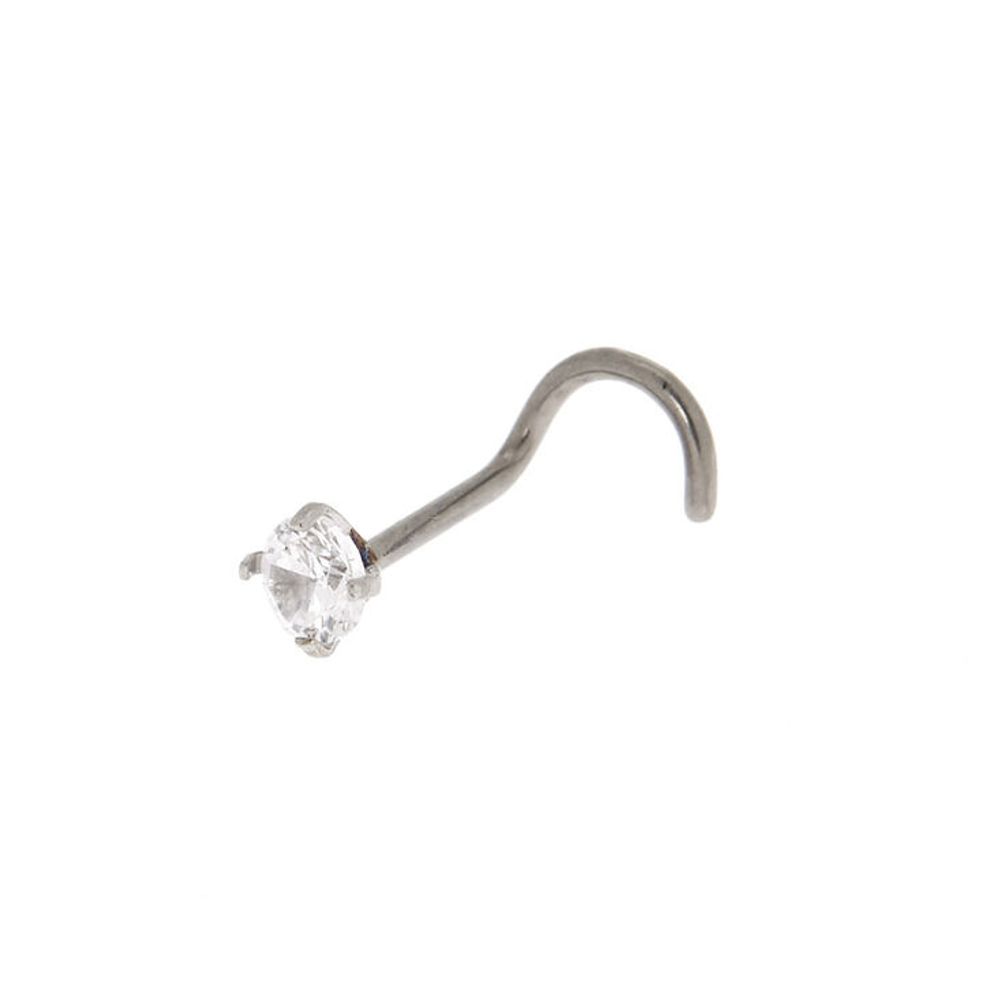 Silver Titanium 20G Embellished Stone Nose Stud