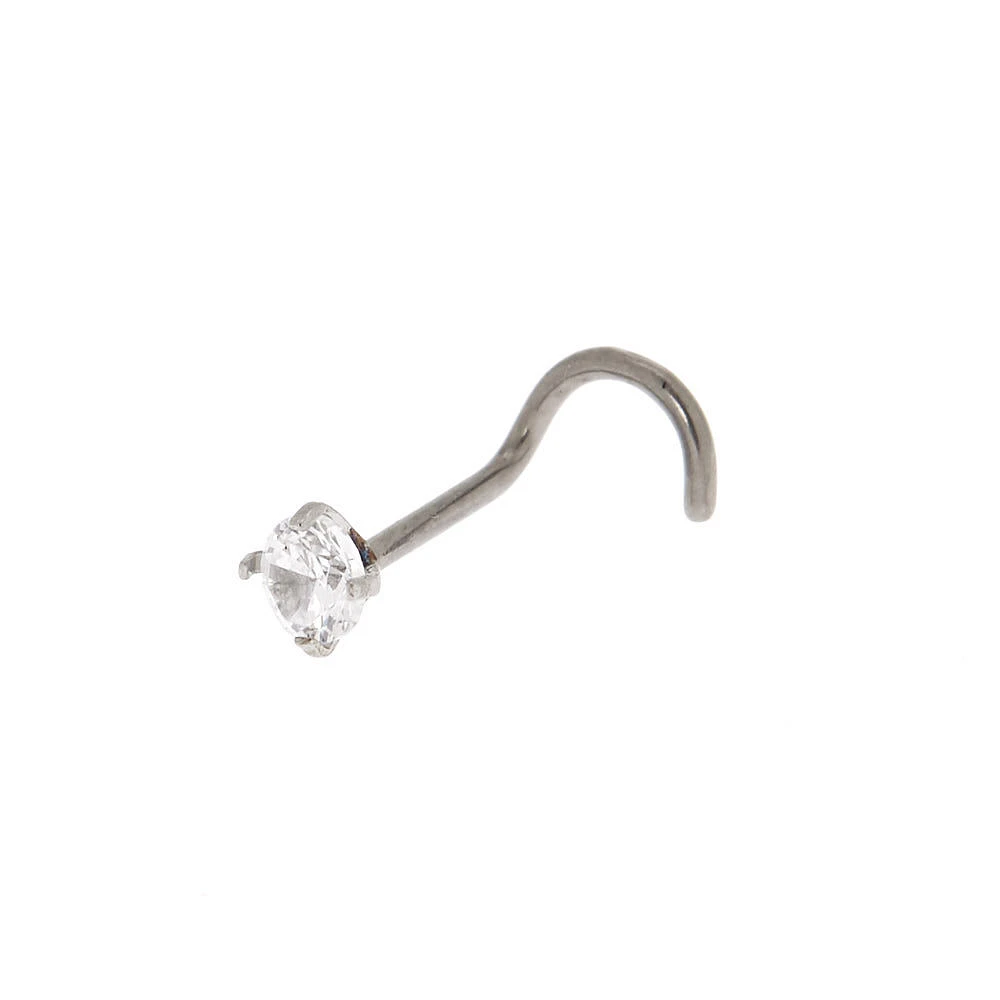 Silver Titanium 20G Embellished Stone Nose Stud