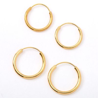 18kt Gold Plated Graduated Hoop Earrings (2 Pack)
