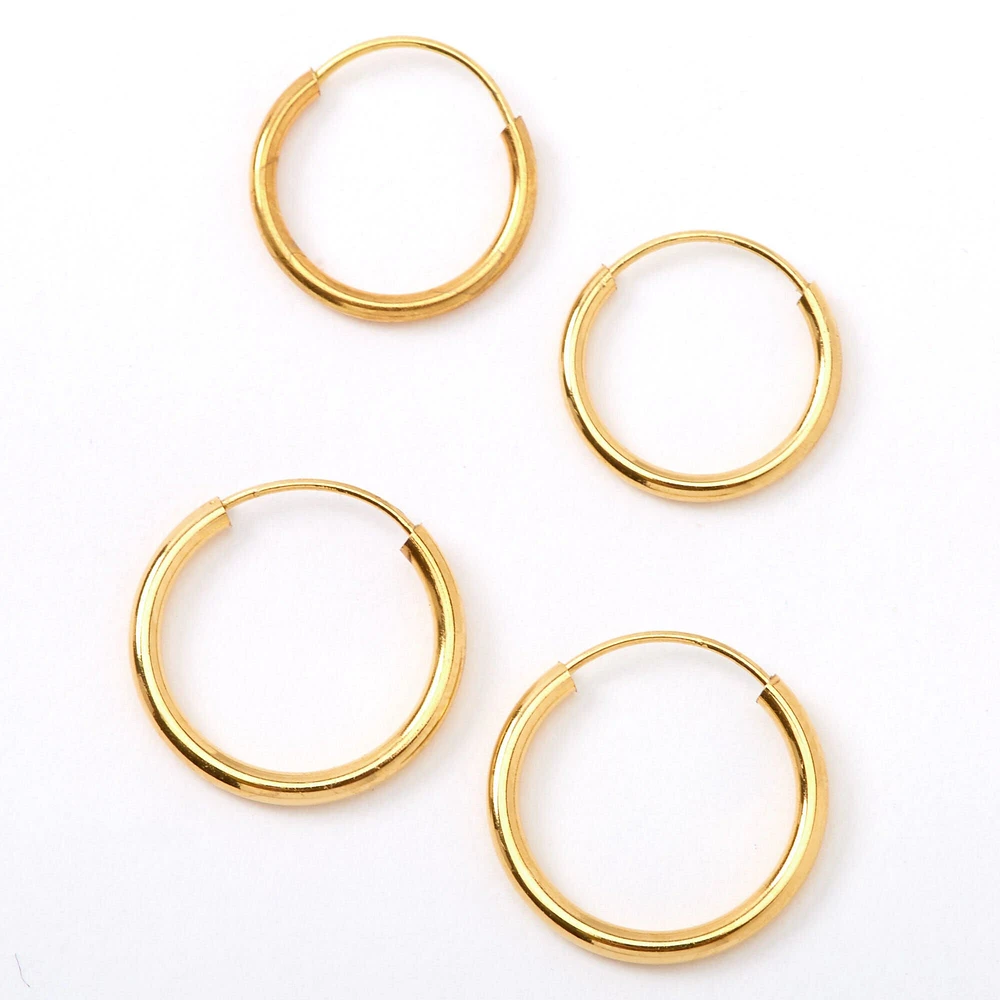 C LUXE by Claire's 18k Yellow Gold Plated Graduated Hoop Earrings - 2 Pack