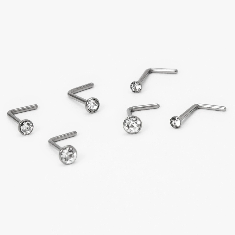 Titanium Graduated 20G Nose Studs - 6 Pack