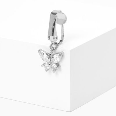 Crystal Butterfly Clip On Faux Belly Ring
