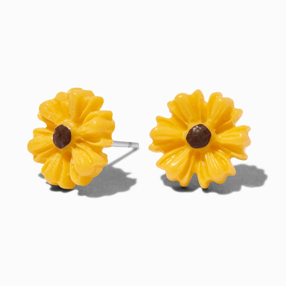 Yellow Sunflower Stud Earrings