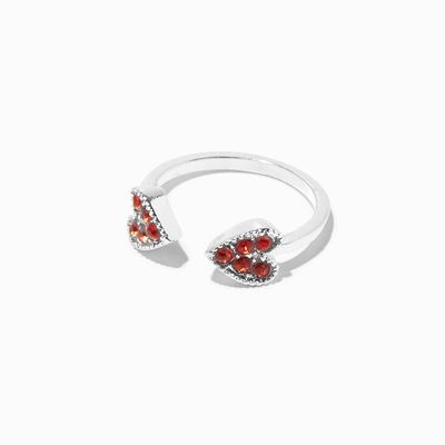 Silver & Red Mixed Heart Rings - 5 Pack