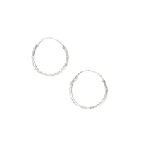 Silver 15MM Textured Hoop Earrings