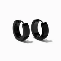 Black Stainless Steel 12MM Huggie Hoop Earrings