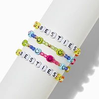 Best Friends Happy Face Beaded Stretch Bracelets - 2 Pack