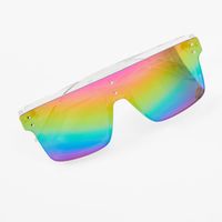 Bright Rainbow Fade Shield Sunglasses - White
