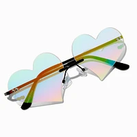 Iridescent Heart-Shaped Rimless Sunglasses
