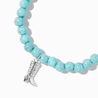 Turquoise Beaded Cowboy Boot Stretch Bracelet