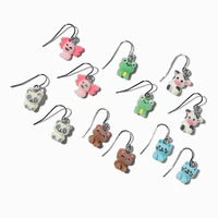 Fuzzy Animal 0.5" Drop Earrings - 6 Pack