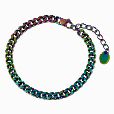 Rainbow Anodized Stainless Steel 6MM Curb Chain Bracelet