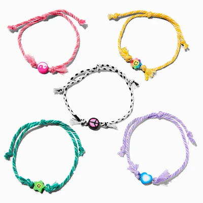 Peace & Love Adjustable Woven Bracelets - 5 Pack