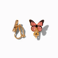 Monarch Butterfly Clip-On Stud Earrings