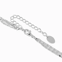 Silver-tone Cubic Zirconia Multi-Strand Y-Neck Necklace