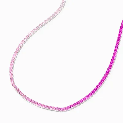Ombre Pink Crystal Chain Necklace