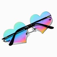 Iridescent Heart-Shaped Rimless Sunglasses