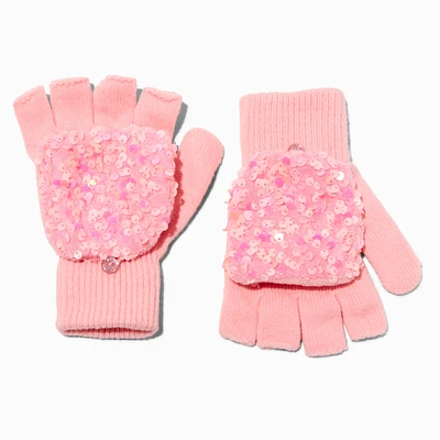 Pink Sequin Convertible Gloves