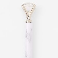 Marbled Diamond Top Pen - Black & White