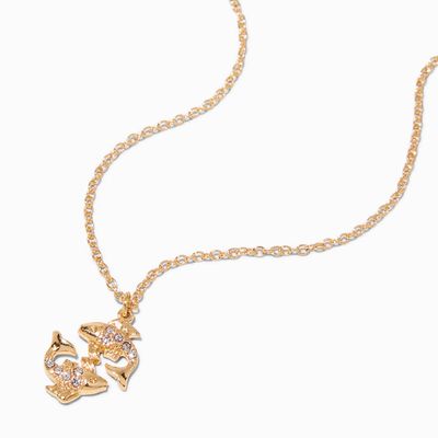 Gold Zodiac Symbol Pendant Necklace - Pisces