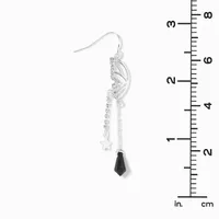 Silver-tone Embellished Butterfly Wing 2" Drop Earrings