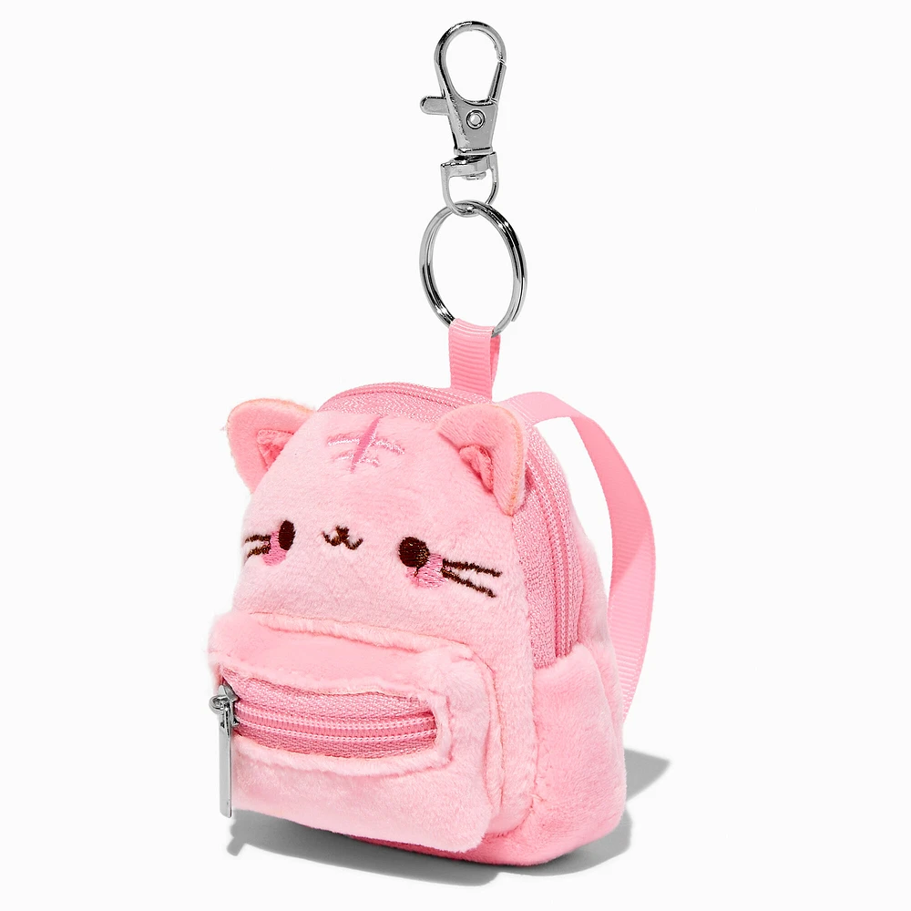 Pink Cat Mini Backpack Keychain