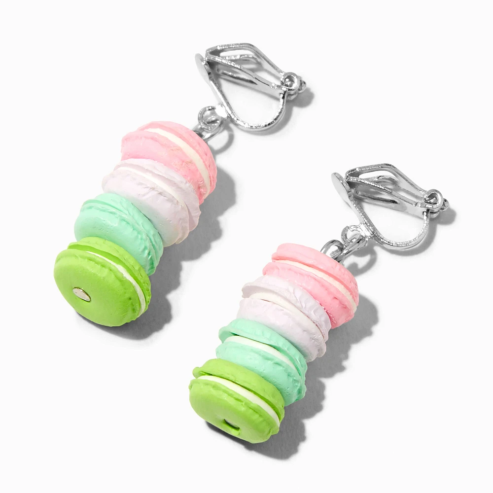 Rainbow Macaroons Clip-On Drop Earrings