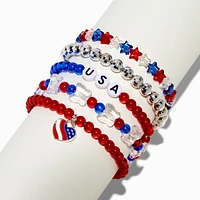 Stars & Stripes Beaded Stretch Bracelets - 5 Pack