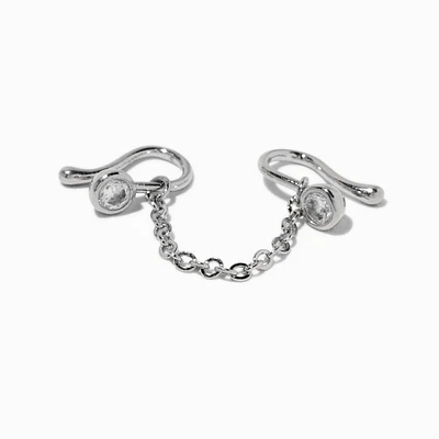 Silver-tone Chain Cubic Zirconia Faux Nose Ring