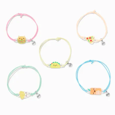 Cute Critter Food Adjustable Friendship Bracelets - 5 Pack