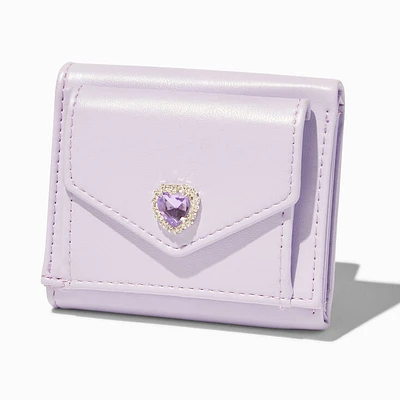 Heart Gemstone Lavender Trifold Wallet