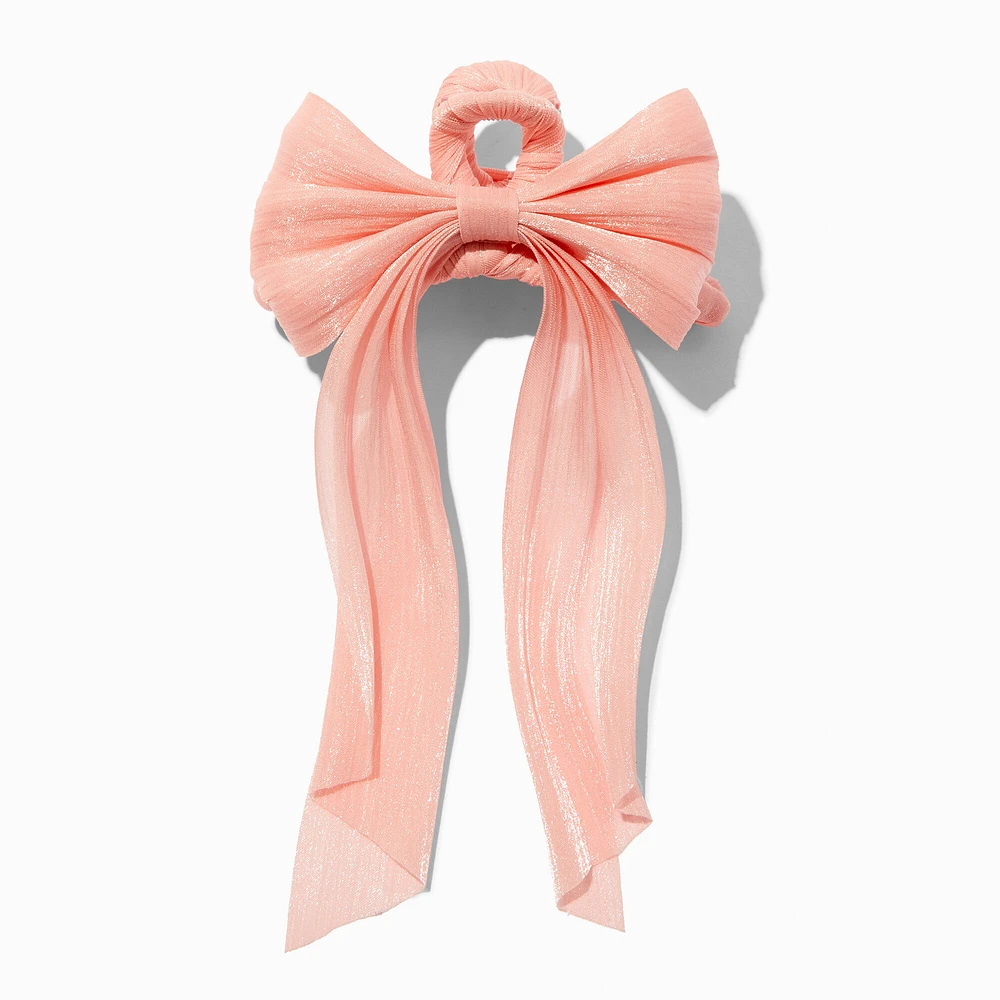 Pastel Orange Organza Bow Hair Claw