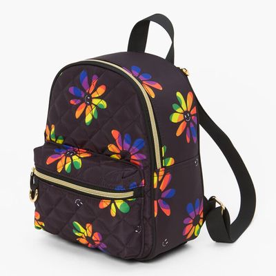Rainbow Daisy Quilted Small Backpack