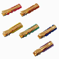 Claire's Club Glitter Rainbow Affirmation Hair Clips - 6 Pack