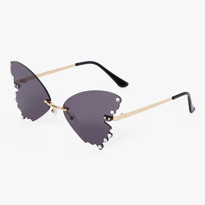 Butterfly Studded Gold Frame Sunglasses