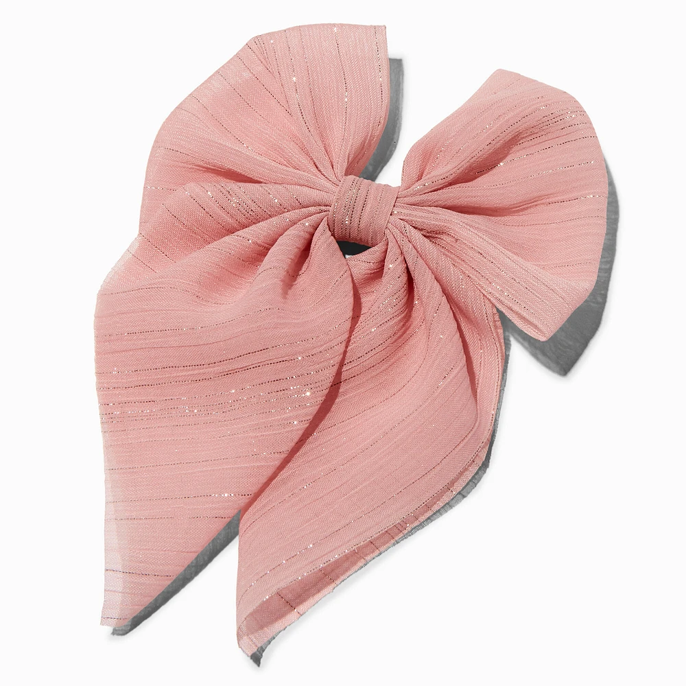 Claire's Club Pink Chiffon Bow Barrette Hair Clip