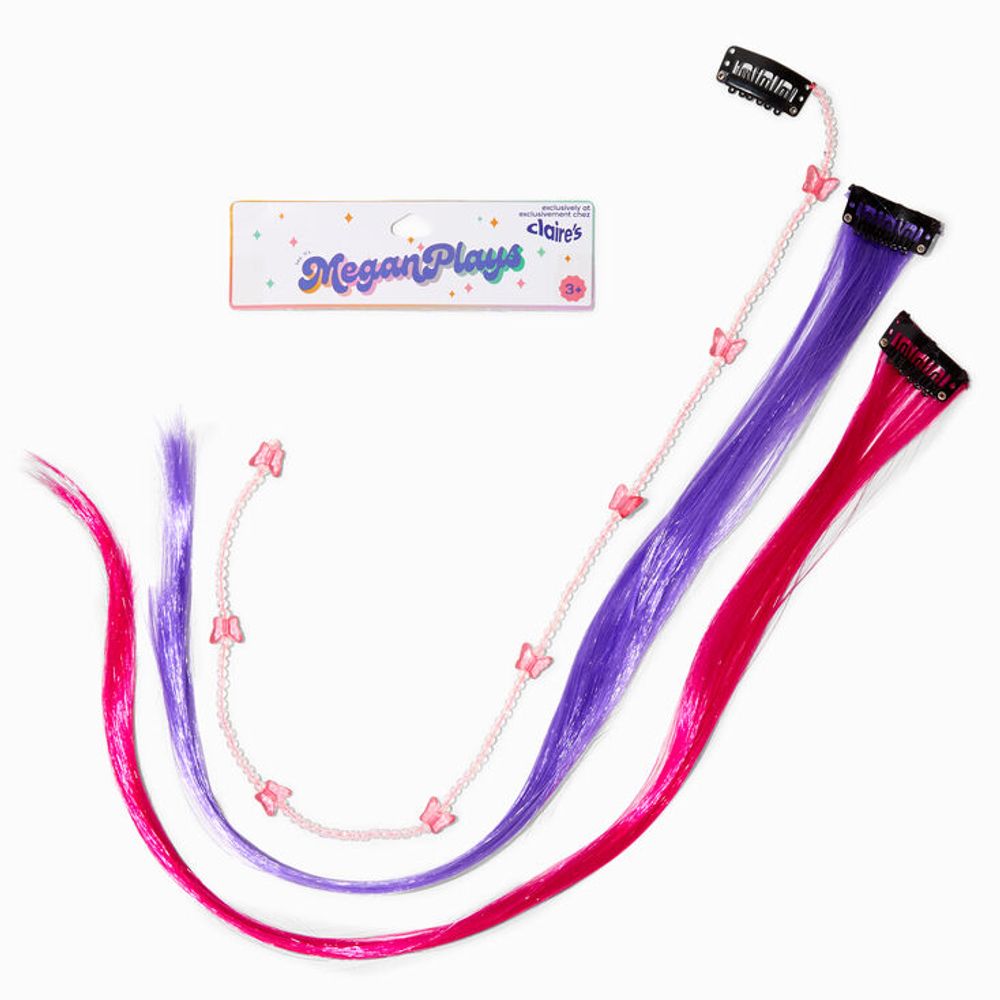 Claire's MeganPlays™ Claire's Exclusive Pink & Purple Faux Hair Clip In  Extensions - 3 Pack | MainPlace Mall