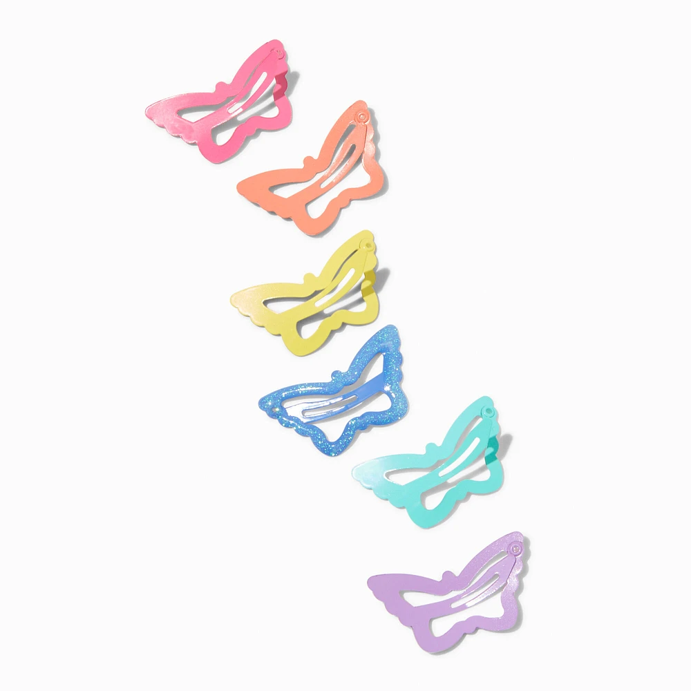 Claire's Club Rainbow Butterfly Cut-Out Snap Hair Clips - 6 Pack