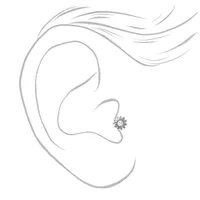 Silver Butterfly, Flower, & Bee Cartilage Earrings - 3 Pack
