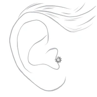 Silver-tone Stainless Steel Butterfly, Flower, & Bee Tragus Earrings - 3 Pack