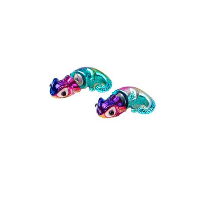 Rainbow Metallic Chameleon Ear Jacket Earrings