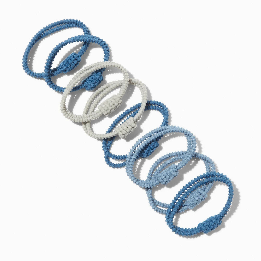 Blue Athletic Knit Hair Ties - 8 Pack