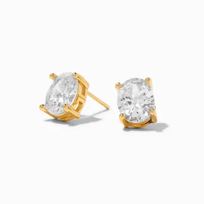 C LUXE by Claire's 18k Yellow Gold Plated 8MM Cubic Zirconia Oval Stud Earrings