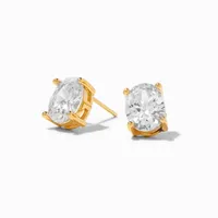 C LUXE by Claire's 18k Yellow Gold Plated 8MM Cubic Zirconia Oval Stud Earrings